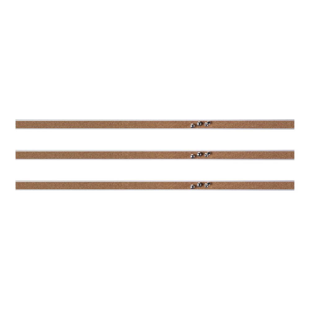 Lorell Cork Strip Bulletin Bars - 18" Board Width - Cork Surface - Self-healing, Fade Resistant, Self-sealing - Anodized Aluminum Frame - 3 / Bundle. Picture 5