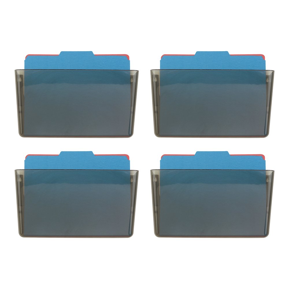 Officemate Mountable Wall File - 7" Height x 13" Width x 4.12" Depth - Smoke - Plastic - 4 / Carton. Picture 9