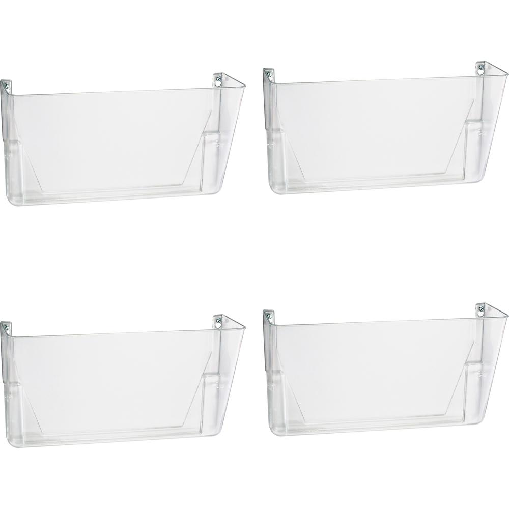 Officemate Mountable Wall File - 7" Height x 13" Width x 4.12" Depth - Clear - Plastic - 4 / Carton. Picture 6