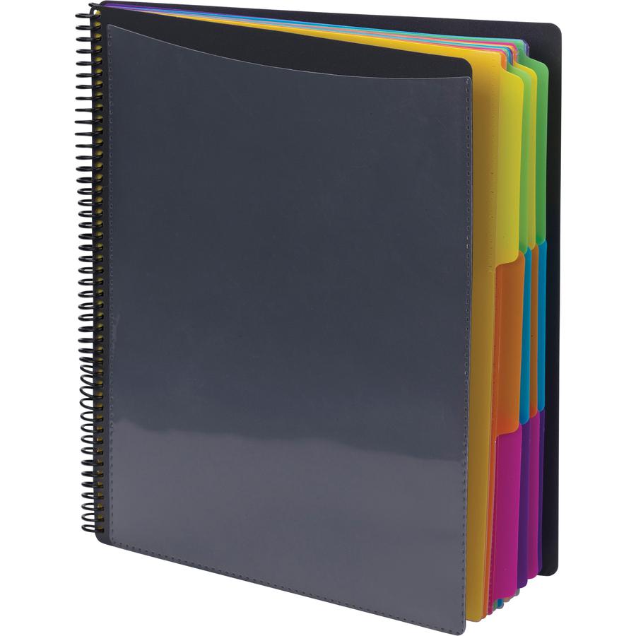 Smead 1/3 Tab Cut Letter Organizer Folder - 8 1/2" x 11" - Spiral Fastener - 24 Inside Back Pocket(s) - Assorted Position Tab Position - 12 Divider(s) - Yellow, Pink, Lime, Blue, Purple - 1 Each. Picture 9