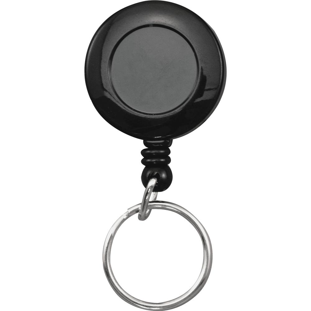 Advantus Clip-on Ring Retractable ID Reel - Black - Sturdy - 12 / Box. Picture 2