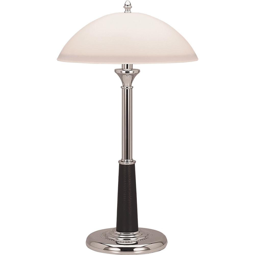Lorell Glass Shaded Desk Lamp - 24" Height - 7.8" Width - 2 x 10 W CFL Bulb - Chrome - Desk Mountable - Chrome - for Desk, Table. Picture 3