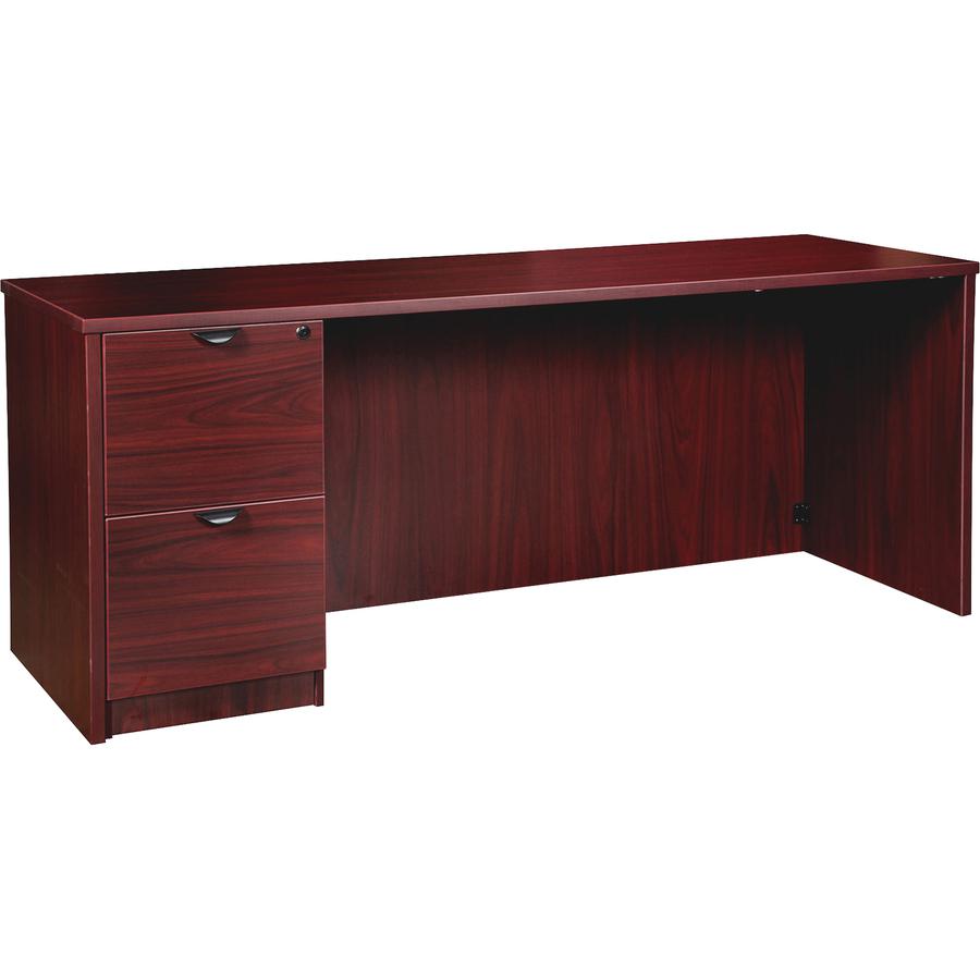 Lorell Prominence 2.0 Left-Pedestal Credenza - Rectangle - 29" Height x 66" Width x 24" Depth, 1" Thickness Top - Total Drawer(s): 2 - Single Pedestal on Left Side - Band Edge - Material: Particleboar. Picture 6