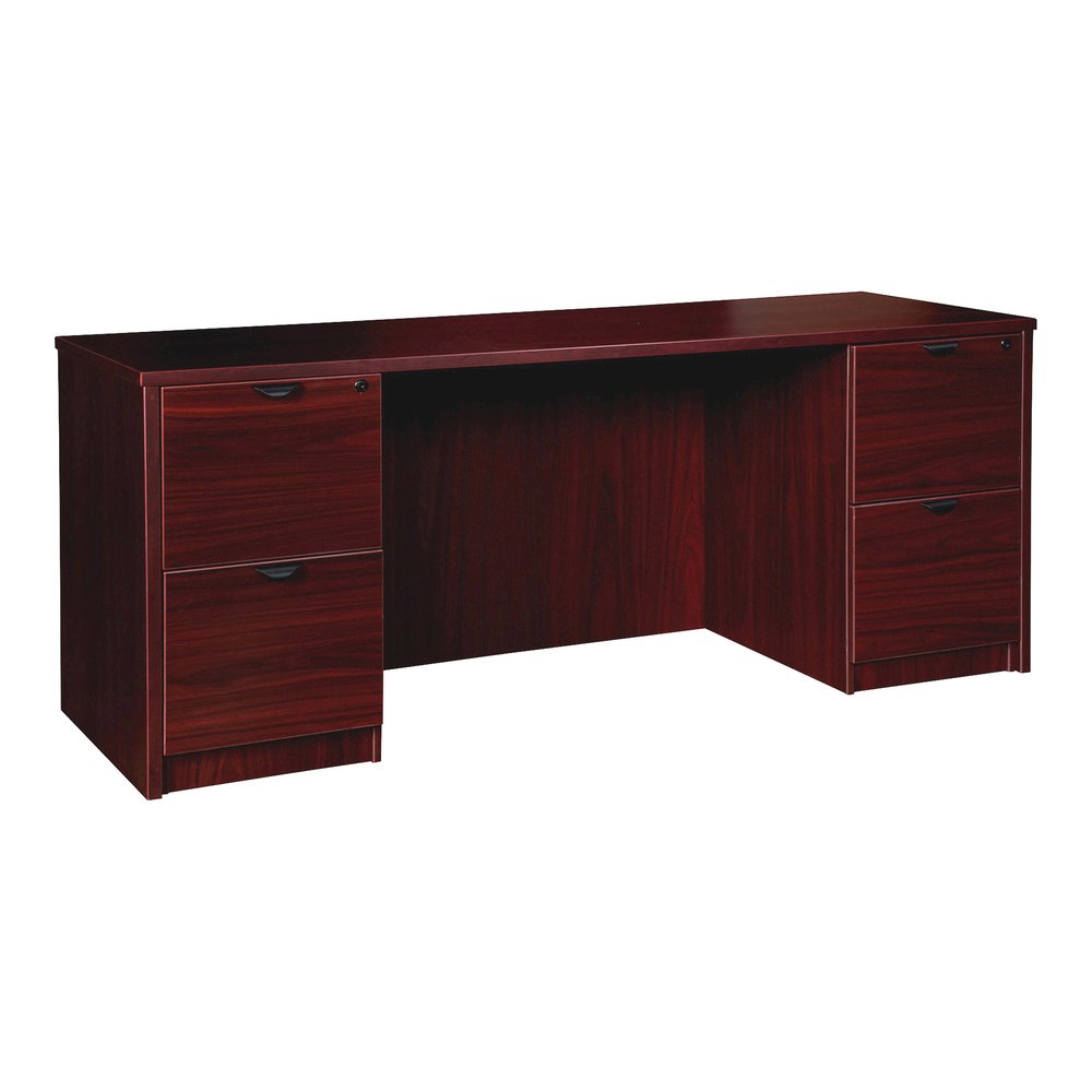 Lorell Prominence 2.0 Double-Pedestal Credenza - 29" Height x 66" Width x 24" Depth, 1" Thickness Top - Total Drawer(s): 2 - Double Pedestal on Left/Right Side - Band Edge - Material: Particleboard - . Picture 6
