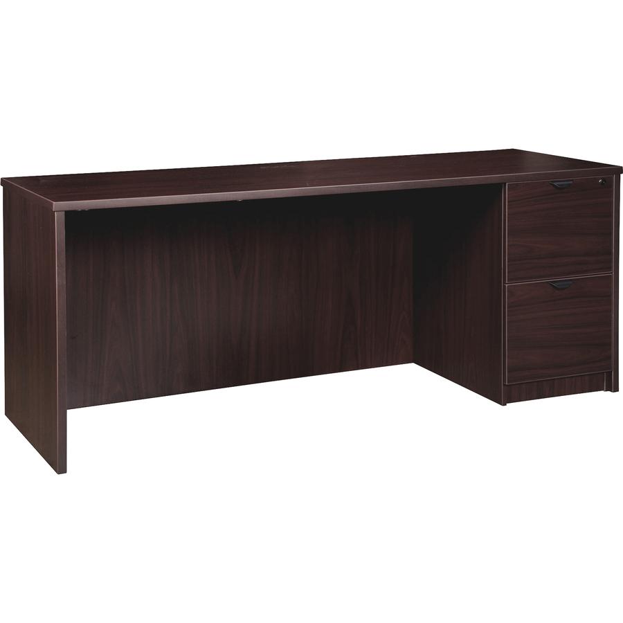 Lorell Prominence 2.0 Right-Pedestal Credenza - 29" Height x 66" Width x 24" Depth, 1" Thickness Top - Total Drawer(s): 2 - Single Pedestal on Right Side - Band Edge - Material: Particleboard - Finish. Picture 5