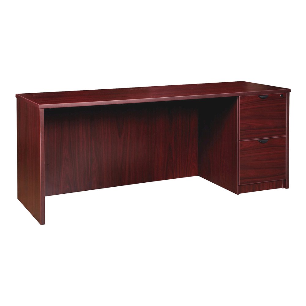 Lorell Prominence 2.0 Right-Pedestal Credenza - 29" Height x 72" Width x 24" Depth, 1" Thickness Top - Total Drawer(s): 2 - Single Pedestal on Right Side - Band Edge - Material: Particleboard - Finish. Picture 5