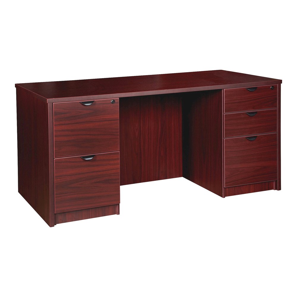 Lorell Prominence 2.0 Double-Pedestal Desk - 1" Thickness Top, 29" Height x 60" Width x 30" Depth - Total Drawer(s): 5 - Double Pedestal on Left/Right Side - Band Edge - Material: Particleboard - Fini. Picture 6