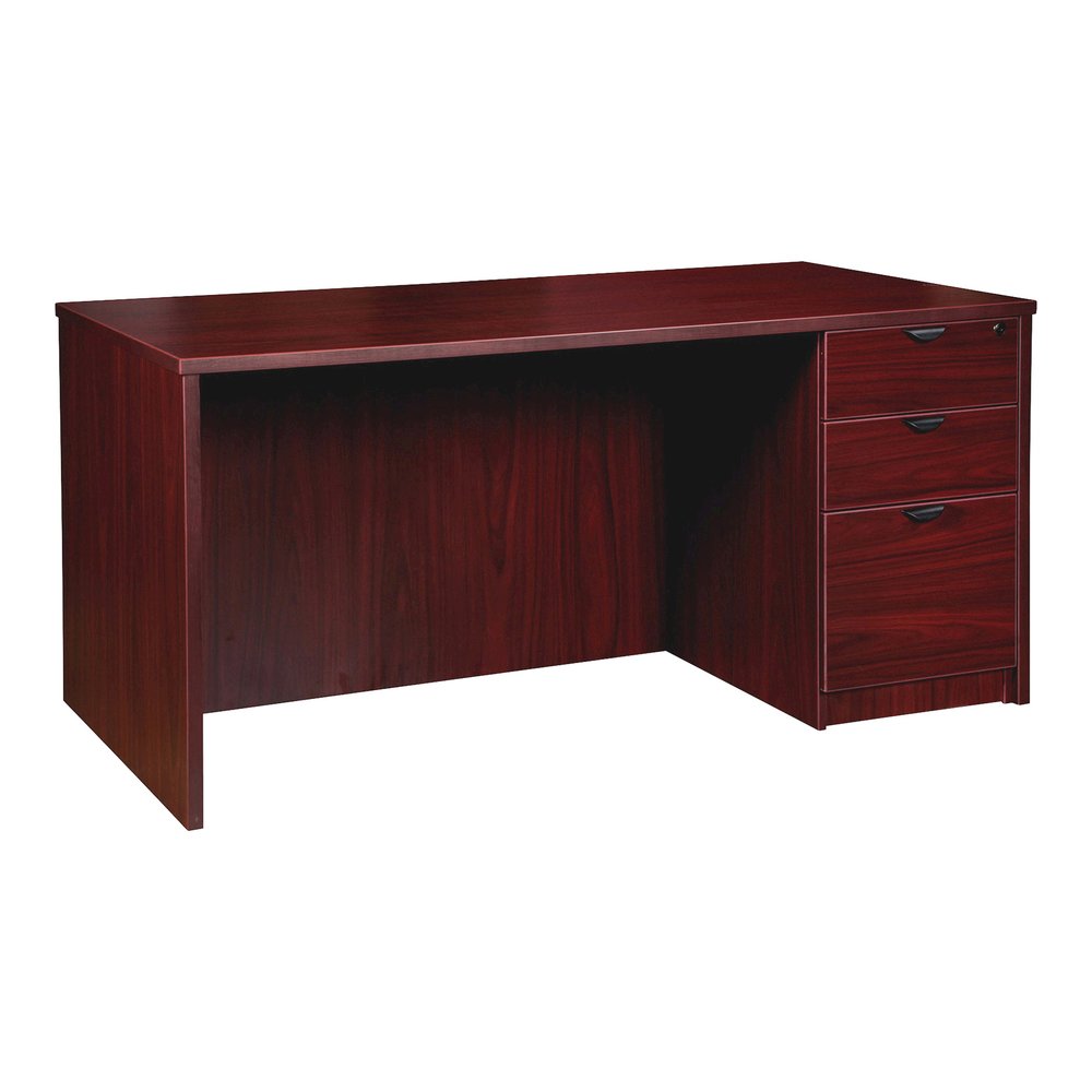 Lorell Prominence 2.0 Right-Pedestal Desk - Rectangle - 1" Thickness Top, 29" Height x 60" Width x 30" Depth - Total Drawer(s): 3 - Single Pedestal on Right Side - Band Edge - Material: Particleboard . Picture 6