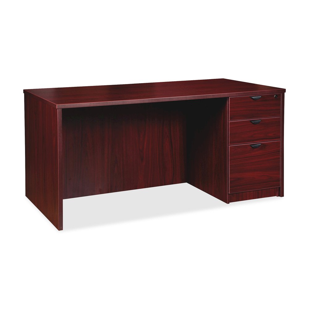Lorell Prominence 2.0 Right-Pedestal Desk - 1" Thickness Top, 29" Height x 72" Width x 36" Depth - Total Drawer(s): 3 - Single Pedestal on Right Side - Band Edge - Material: Particleboard - Finish: Ma. Picture 5