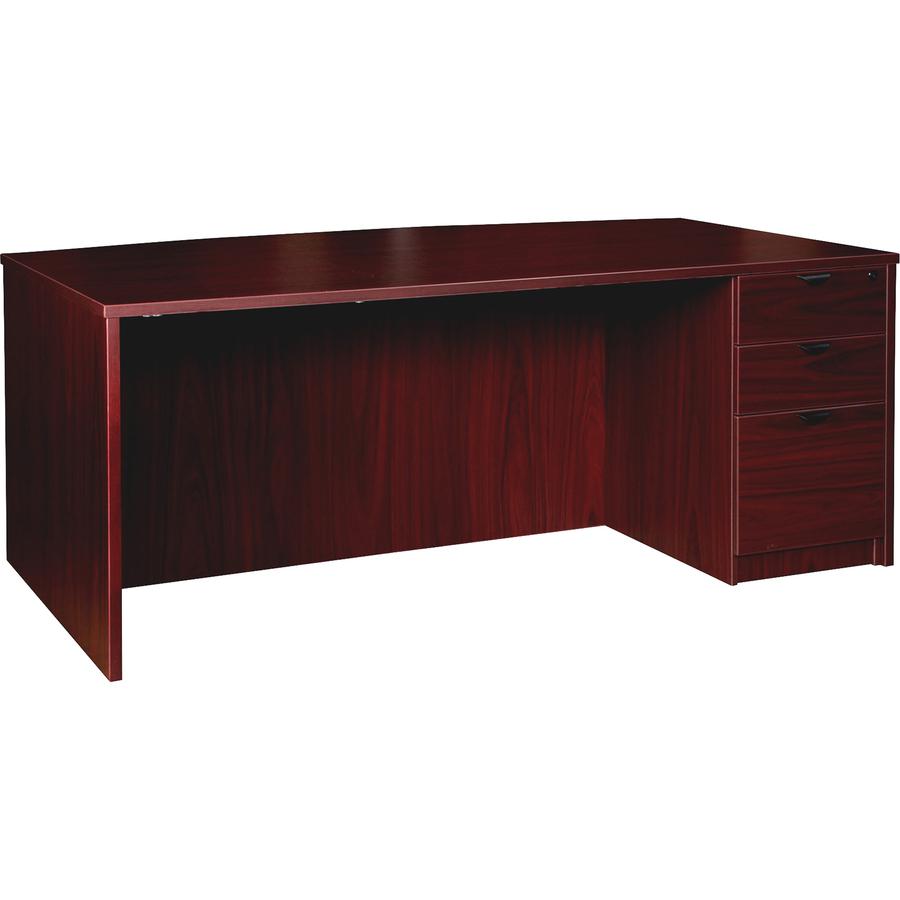 Lorell Prominence 2.0 Bowfront Right-Pedestal Desk - 1" Thickness Top, 29" Height x 72" Width x 42" Depth - Total Drawer(s): 3 - Single Pedestal on Right Side - Band Edge - Material: Particleboard - F. Picture 6