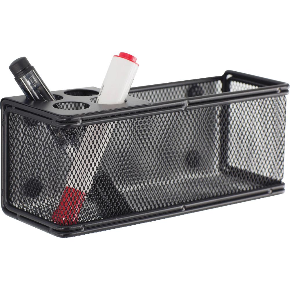 Onyx Mesh Magnetic Marker Basket - 3" Height x 8" Width x 3.25" Depth - Sturdy, Magnetic, Scratch Resistant, Chip Resistant, Smooth Edge - Powder Coated - Black - Steel, Mesh - 1 Each. Picture 2