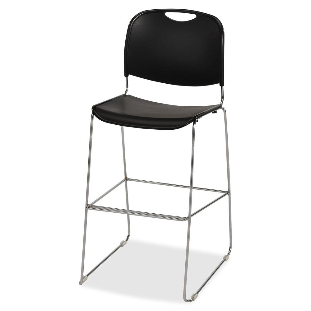 Lorell Bistro-Height Chair - Black Seat Color - Plastic Seat Material - Black Back Color - Plastic Back Material - Chrome Frame Color - Steel Frame Material - 1 Each. Picture 2