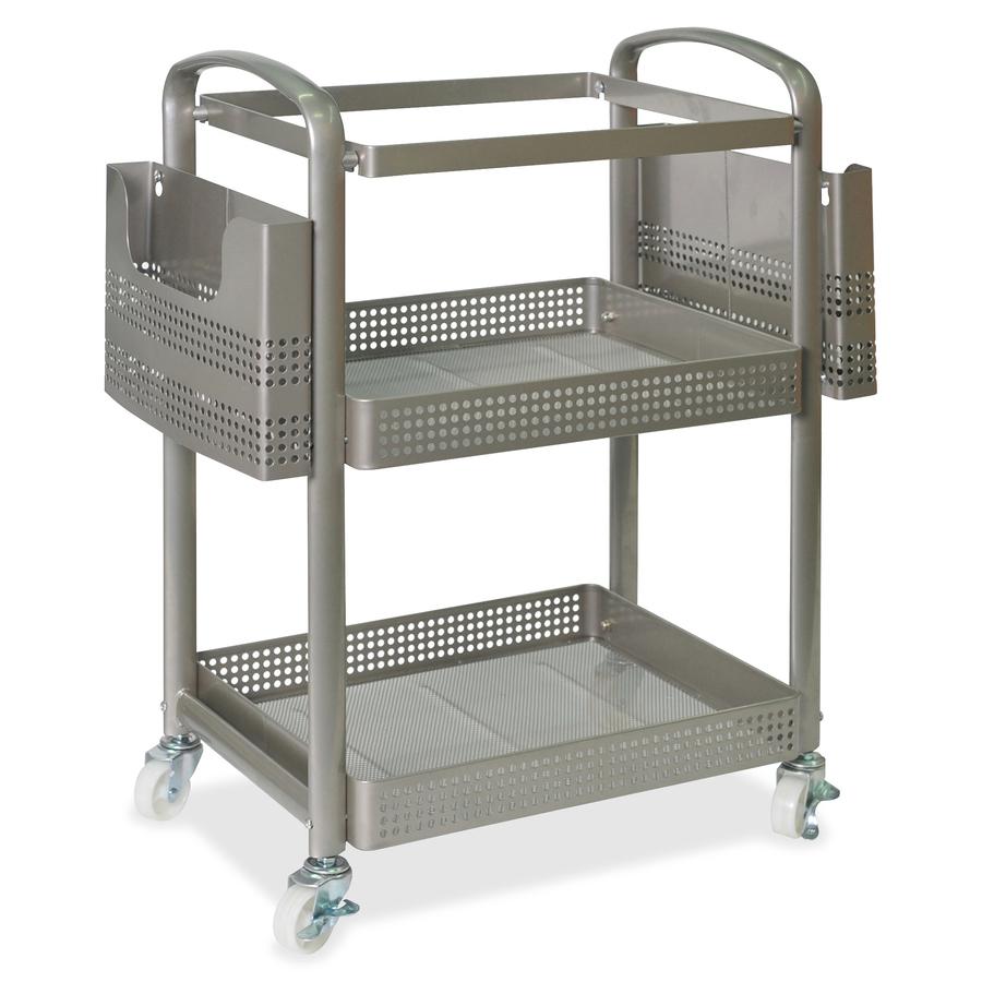 Lorell Mobile File Cart - 12.50" Length x 22.40" Width x 25.25" Height - Metal Frame - Champagne Gold - 1 Each. Picture 14