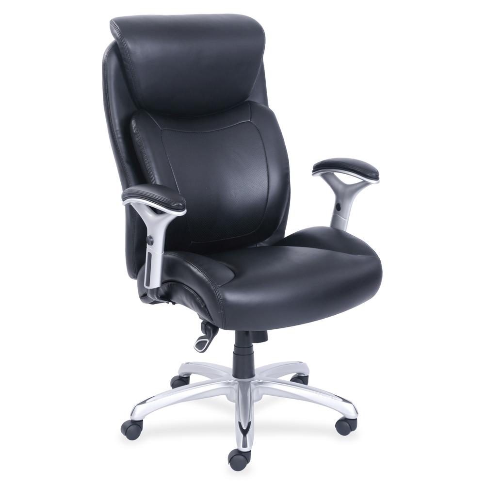 Lorell Wellness by Design Big & Tall Chair with Flexible Air Technology - Black Seat Color - Bonded Leather Seat Material - Black Back Color - Bonded Leather Back Material - 5-star Base - Armrest - 1 . Picture 5