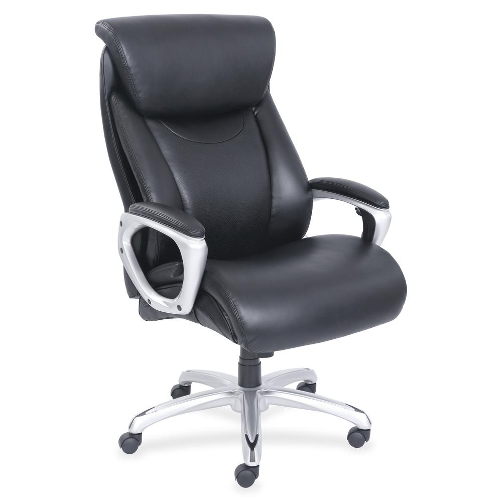 Lorell Wellness by Design Big & Tall Chair with Flexible Air Technology - Black Seat Color - Bonded Leather Seat Material - Black Back Color - Bonded Leather Back Material - 5-star Base - Armrest - 1 . Picture 7