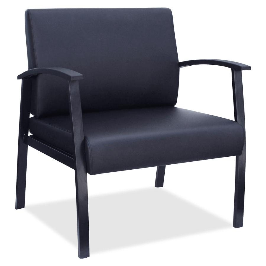 Lorell Big & Tall Guest Chair - Steel Frame - Four-legged Base - Black - Bonded Leather - Armrest - 1 Each. Picture 2