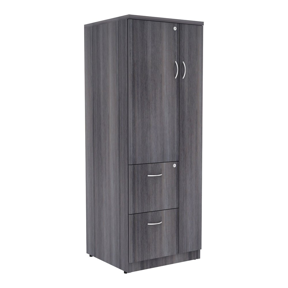 Lorell Essentials/Revelance Tall Storage Cabinet - 23.6" x 23.6"65.6" - 2 Drawer(s) - 2 Shelve(s) - Material: Medium Density Fiberboard (MDF), Particleboard - Finish: Weathered Charcoal - Abrasion Res. Picture 8