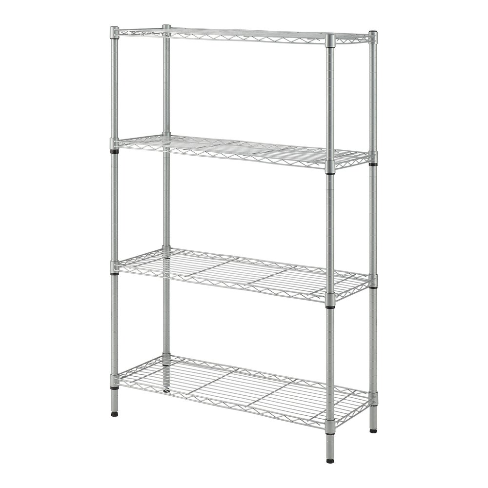 Lorell Light-Duty Wire Shelving - 4 Tier(s) - 54" Height x 36" Width x 14" Depth - Floor - Sturdy - Epoxy - Silver - Plastic, Metal, Steel - 1 Each. Picture 5
