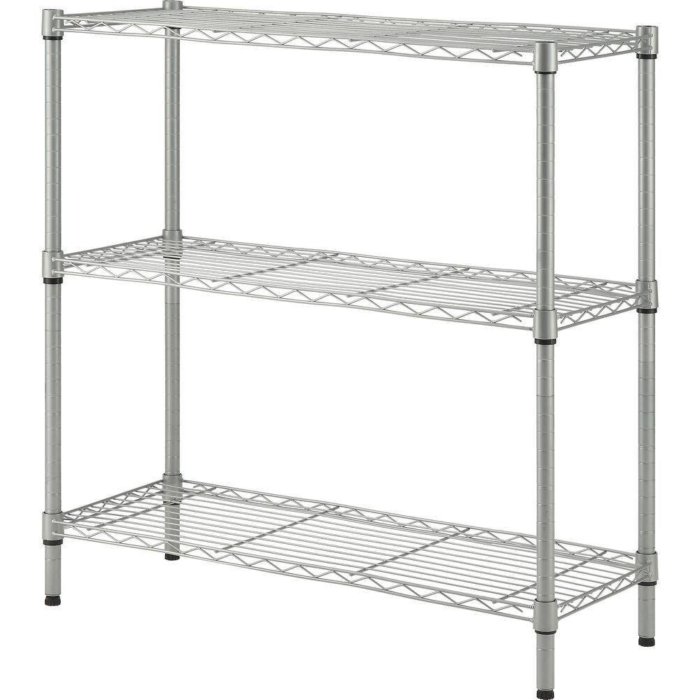 Lorell Light-Duty Wire Shelving - 3 Tier(s) - 36" Height x 36" Width x 14" DepthFloor - Sturdy - Epoxy - Silver - Plastic, Metal, Steel - 1 Each. Picture 2
