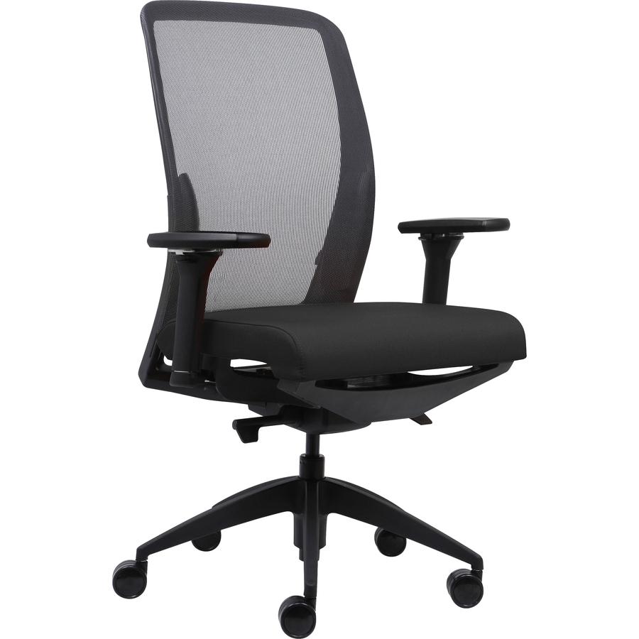 Lorell Executive Mesh High-Back Office Chair - Black Fabric Seat - High Back - Armrest - 1 Each. Picture 3