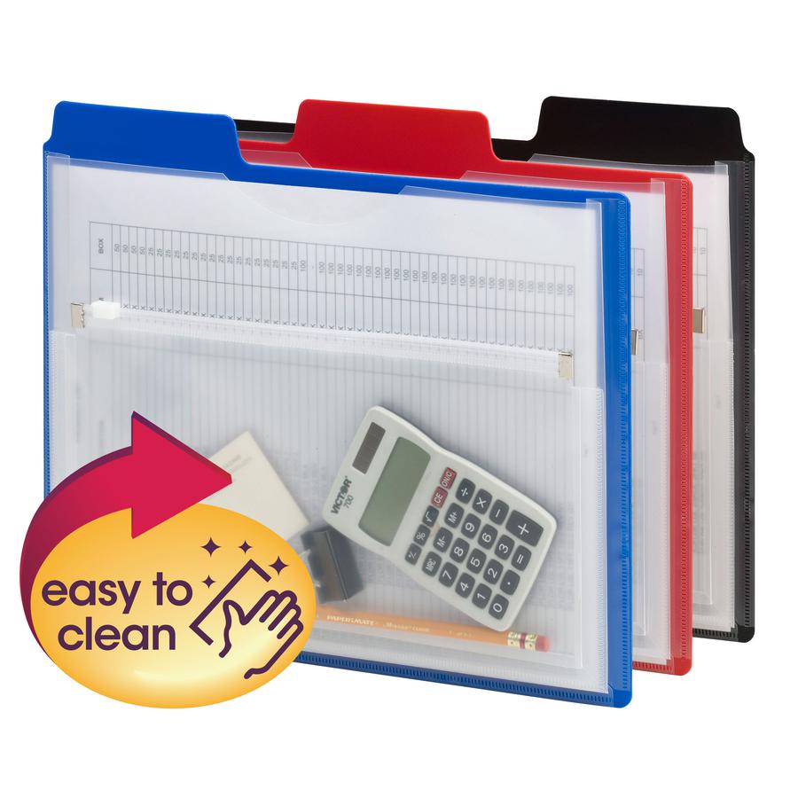 Smead 1/3 Tab Cut Letter Organizer Folder - 8 1/2" x 11" - 1/2" Expansion - 1 Pocket(s) - Blue, Red, Black - 3 / Pack. Picture 3