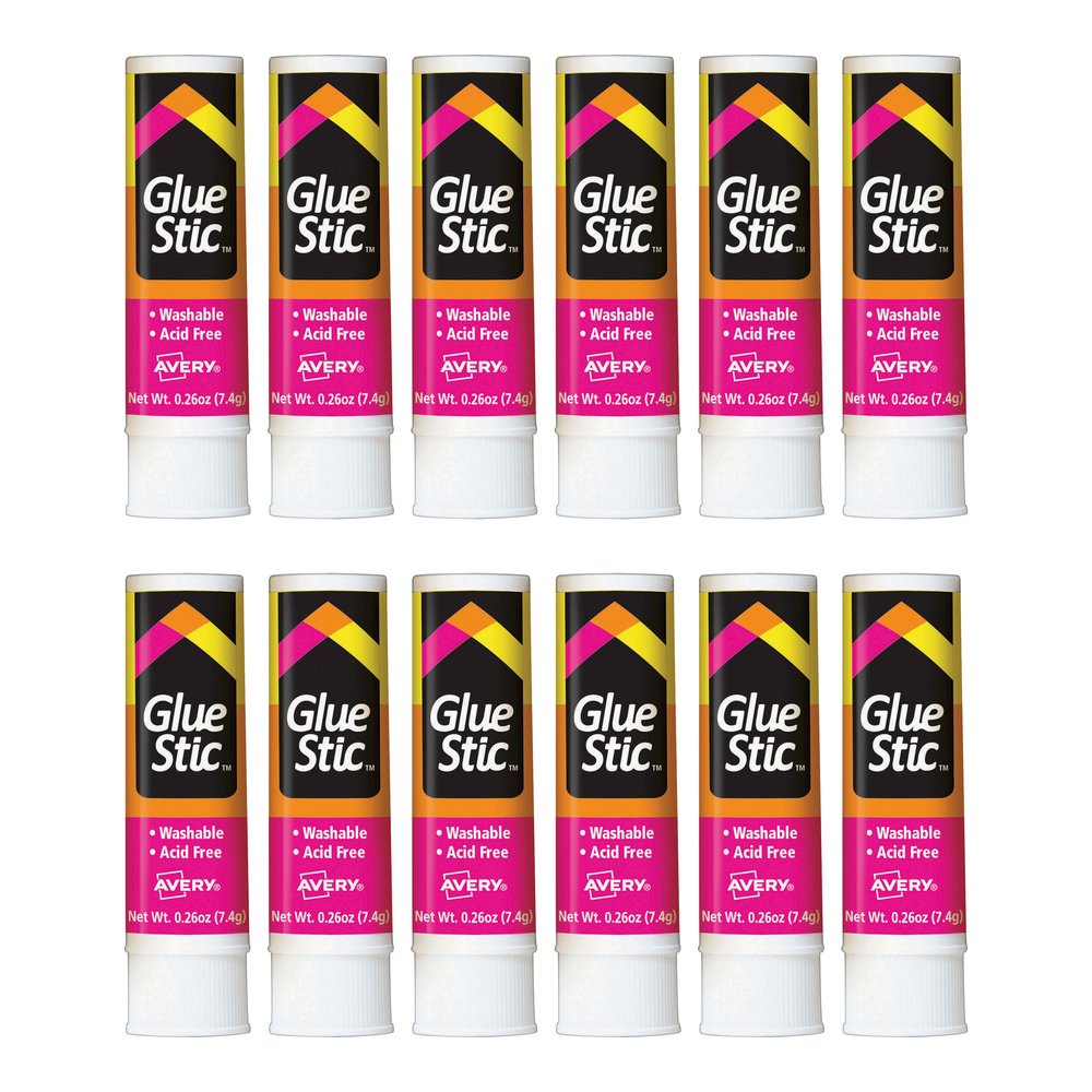 Avery&reg; Permanent Glue Stic - 0.26 fl oz - White - 12 / Box. Picture 2