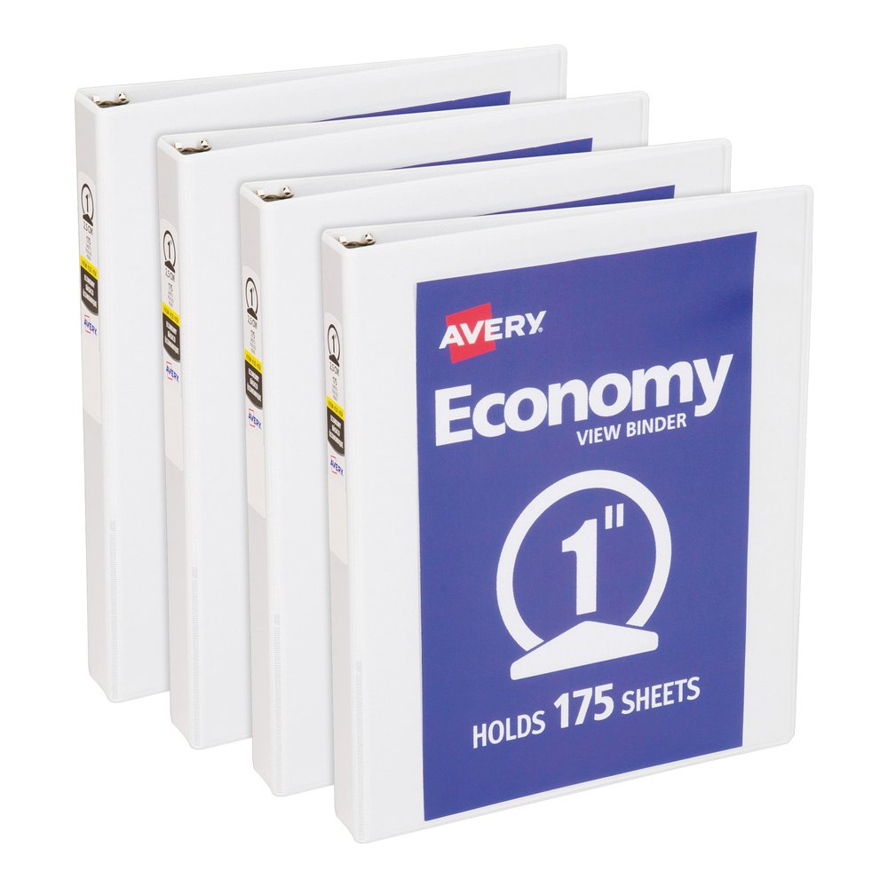 Avery&reg; Economy View Binder - 1" Binder Capacity - Letter - 8 1/2" x 11" Sheet Size - 175 Sheet Capacity - 3 Ring - Fastener: Round Ring - Pocket: 2, Internal - Vinyl-covered Chipboard - White - 15. Picture 6