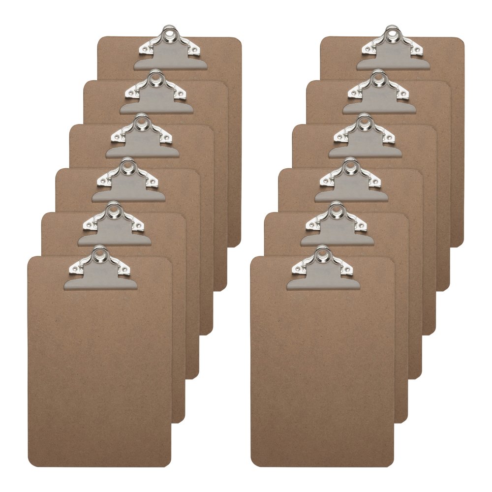 Business Source Mini Clipboard with Standard Metal Clip - Standard - 6" x 9" Sheet Size - Hardboard - Brown - 12 / Box. Picture 3