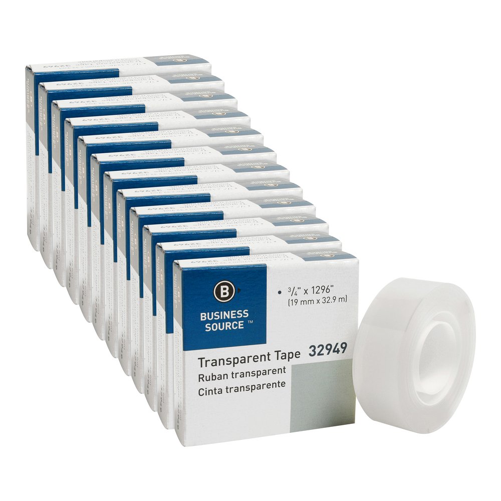 Business Source All-purpose Transparent Tape - 36 yd Length x 0.75" Width - 1" Core - Clear - For Sealing, Mending - 12 / Pack. Picture 6