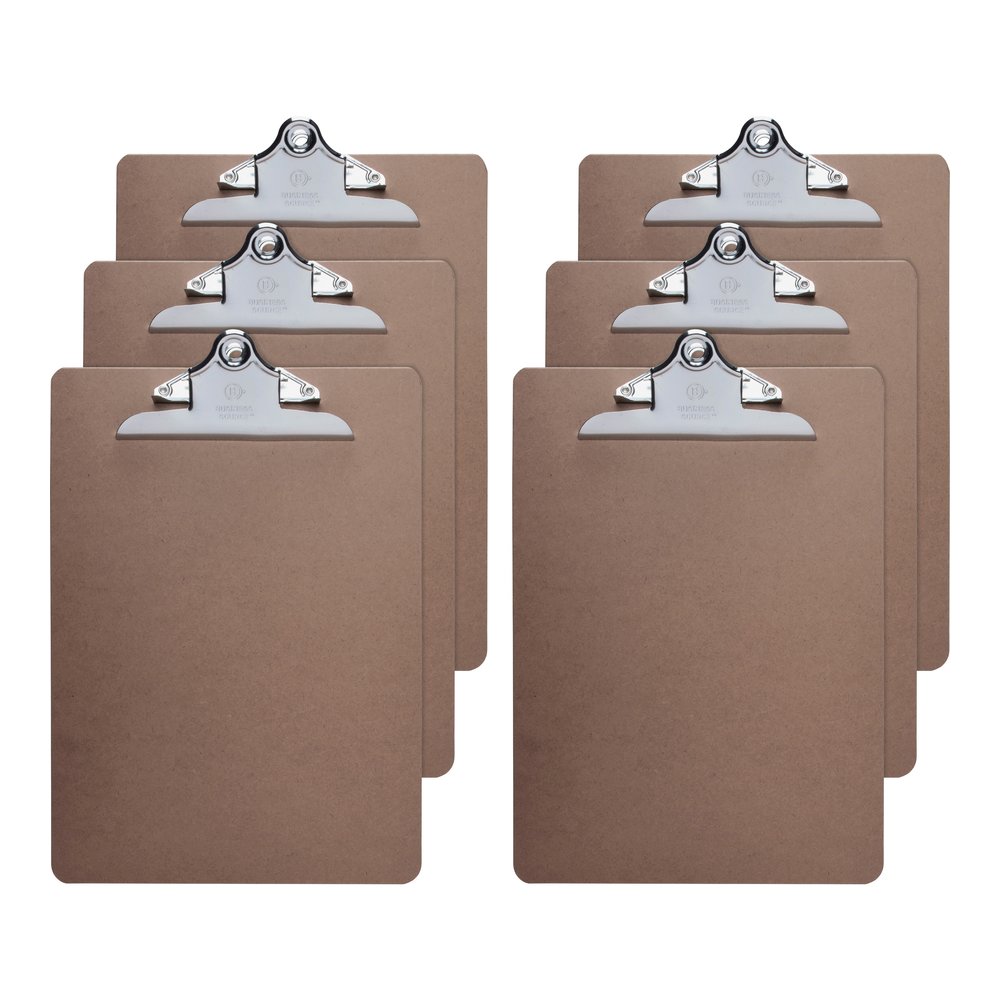 Business Source Hardboard Clipboard - Standard - 9" x 12 1/2" Sheet Size - Hardboard - Brown - 6 / Bundle. Picture 4