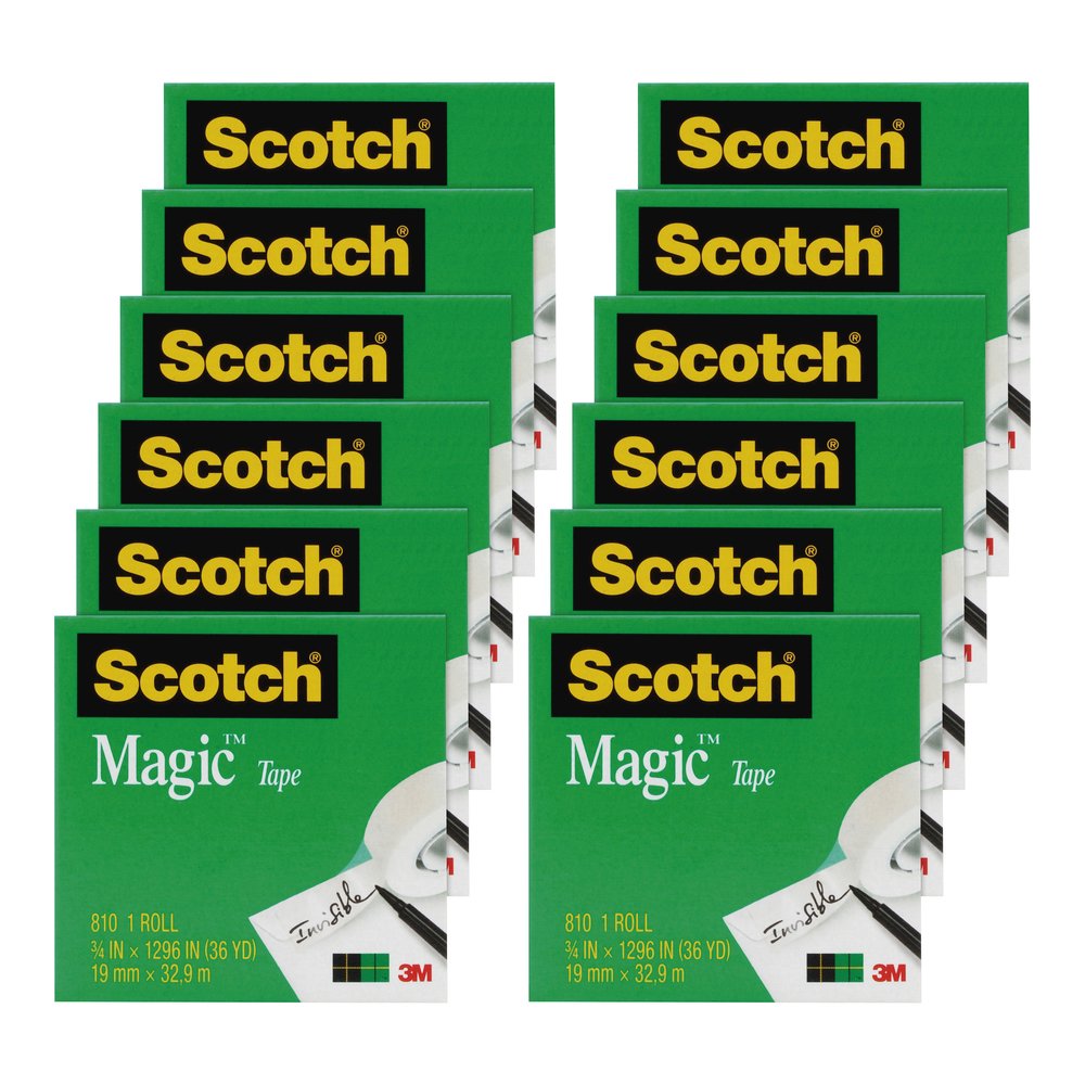 Scotch 3/4"W Magic Tape - 36 yd Length x 0.75" Width - 1" Core - Matte - Clear - Split Resistant, Tear Resistant - For Mending, Splicing - 12 / Pack. Picture 4