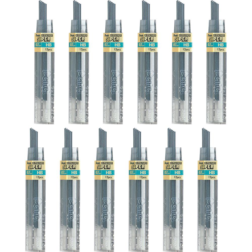 Pentel Super Hi-Polymer Leads - 0.7 mm , Medium Point - HB - Black Lead - 12/Tube - 12 / Box. Picture 2
