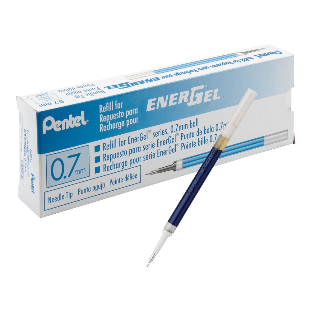 EnerGel Retractable Liquid Pen Refills - 0.70 mm , Medium Point - Blue Ink - Smudge Proof, Smear Proof, Quick-drying Ink, Glob-free, Smooth Writing - 12 / Box. Picture 3