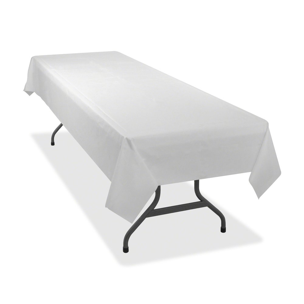 Tablemate Heavy-duty Plastic Table Covers - 108" Length x 54" Width - Plastic - White - 6/Pack - 4 / Carton. Picture 3