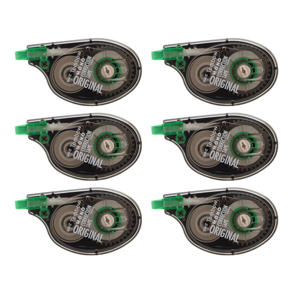 Tombow Original Mono Correction Tape - 0.16" Tape Width x 32.81 ft Tape Length - 1 Line(s) - White Tape - Ergonomic Dispenser - Non-refillable - White - 6 / Box. Picture 4