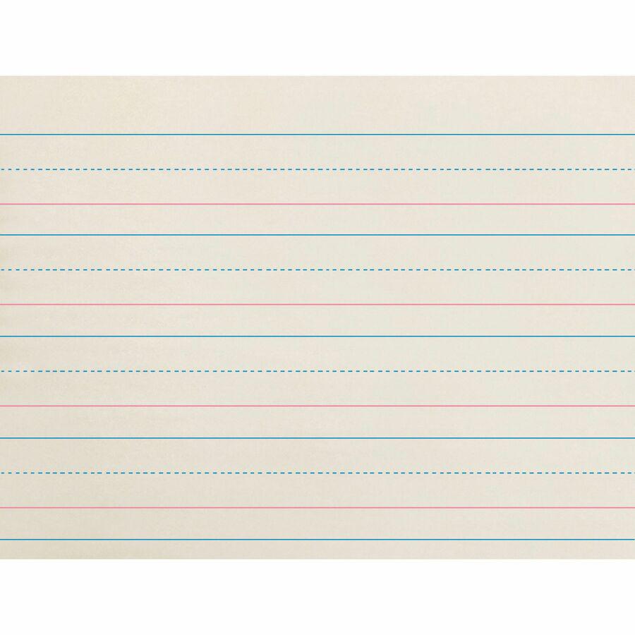 Zaner-Bloser Broken Midline Ruled Paper - Printed - 1.13" Ruled - 30 lb Basis Weight - 8" x 10 1/2" - White Paper - 500 / Ream. Picture 2