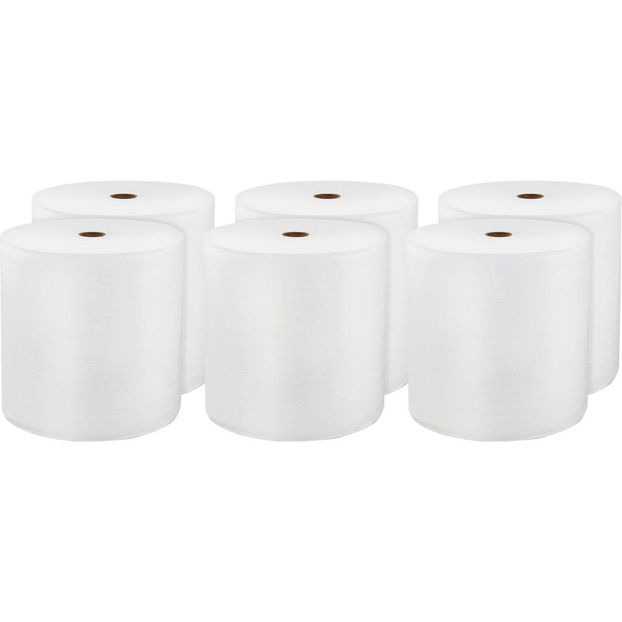 LoCor Hardwound Roll Towels - 1 Ply - 8" Width x 800 ft Length - White - Virgin Fiber - 6 / Carton. Picture 3
