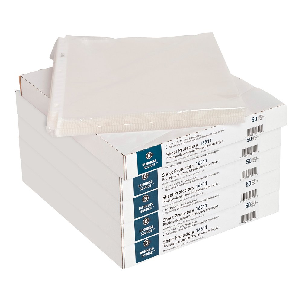 Business Source Sheet Protectors - For Letter 8 1/2" x 11" Sheet - 3 x Holes - Ring Binder - Top Loading - Rectangular - Clear - Polypropylene - 50/Box - 5 / Carton. Picture 9