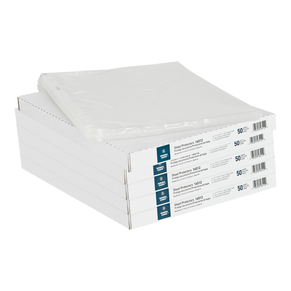 Business Source Sheet Protectors - For Letter 8 1/2" x 11" Sheet - 3 x Holes - Ring Binder - Top Loading - Rectangular - Clear - Polypropylene - 50/Box - 5 / Bundle. Picture 6