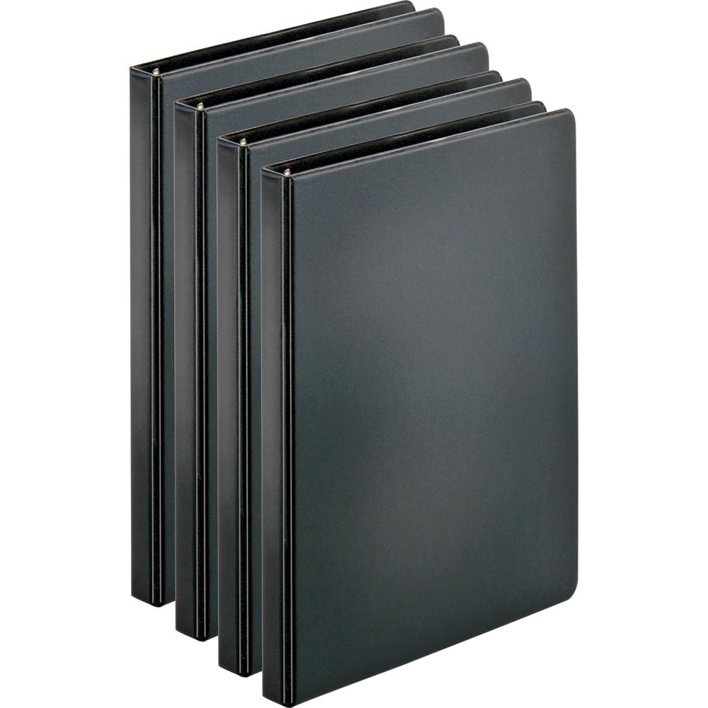 Business Source Basic Round Ring Binders - 1/2" Binder Capacity - Letter - 8 1/2" x 11" Sheet Size - 125 Sheet Capacity - 3 Ring - Fastener: Round Ring - Pocket: Internal - Chipboard, Polypropylene - . Picture 5