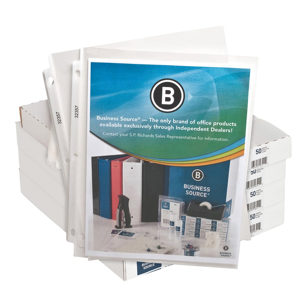 Business Source Sheet Protectors - For Letter 8 1/2" x 11" Sheet - 3 x Holes - Ring Binder - Top Loading - Rectangular - Clear - Polypropylene - 50/Pack - 4 / Box. Picture 10