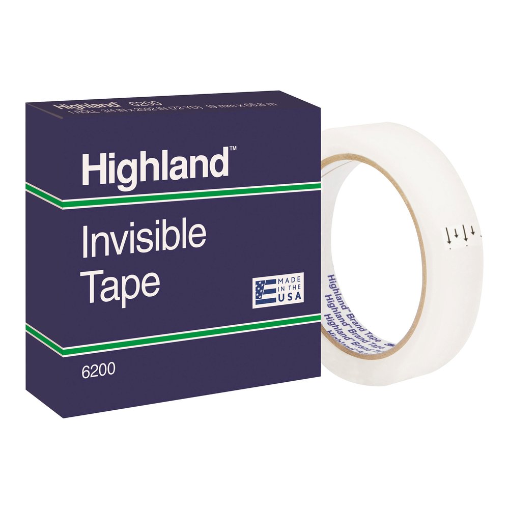 Highland 3/4"W Matte-finish Invisible Tape - 72 yd Length x 0.75" Width - 3" Core - Matte - Clear - For Mending, Holding, Splicing - 12 / Pack. Picture 3