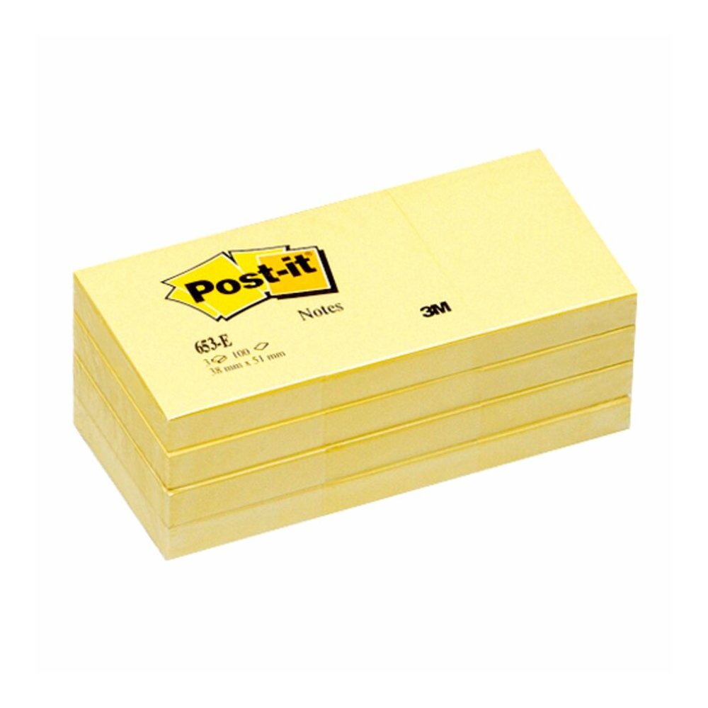 Post-it&reg; Notes Original Notepads - 1 3/8" Flag/Note Width x 1 7/8" Flag/Note Length - Rectangle - 100 Sheets per Pad - Unruled - Canary Yellow - Paper - Self-adhesive, Repositionable - 12/Pack - 2. Picture 4