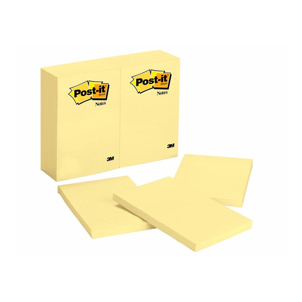 Post-it&reg; Notes Original Notepads - 4" Flag/Note Width x 6" Flag/Note Length - Rectangle - 100 Sheets per Pad - Unruled - Canary Yellow - Paper - Self-adhesive, Repositionable - 12/Pack - 2 / Bundl. Picture 5