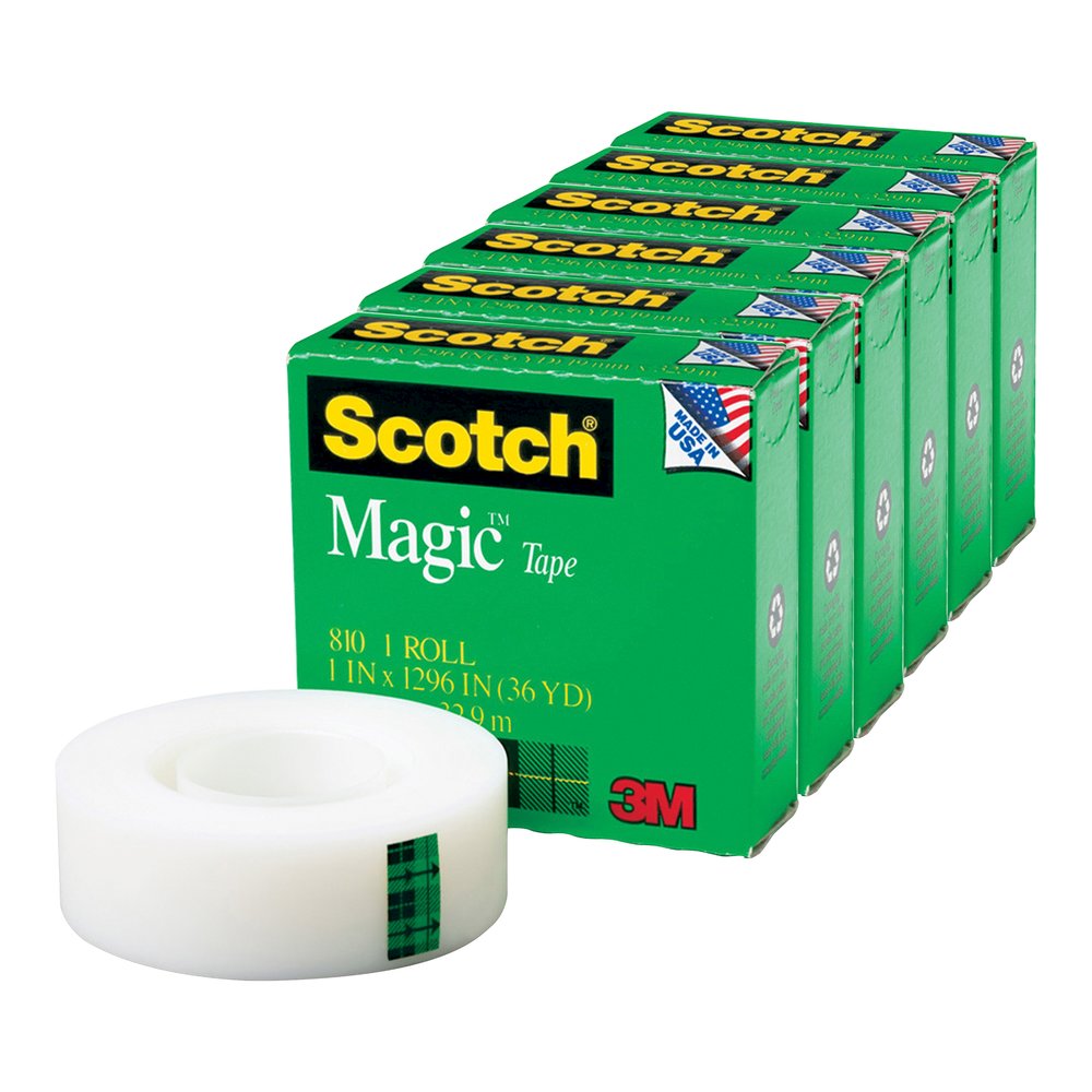 Scotch Invisible Magic Tape - 36 yd Length x 1" Width - 1" Core - Matte - Clear - Split Resistant, Tear Resistant - For Mending, Splicing - 6 / Pack. Picture 2