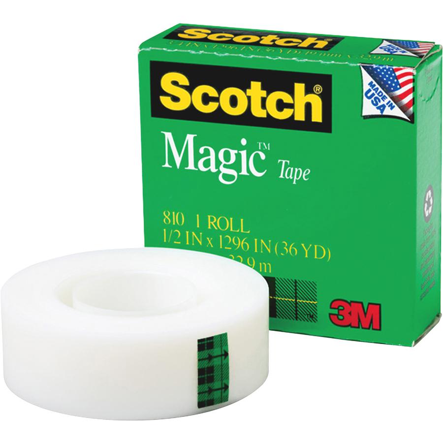 Scotch Magic Tape - 36 yd Length x 0.50" Width - 1" Core - Matte - Clear - Split Resistant, Tear Resistant - For Mending, Splicing - 12 / Pack. Picture 2