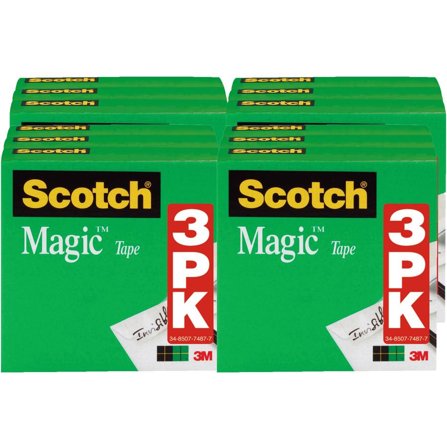 Scotch 1/2"W Magic Tape - 36 yd Length x 0.50" Width - 1" Core - Matte - Clear - For Mending, Splicing - 3/Pack - 4 / Bundle. Picture 2