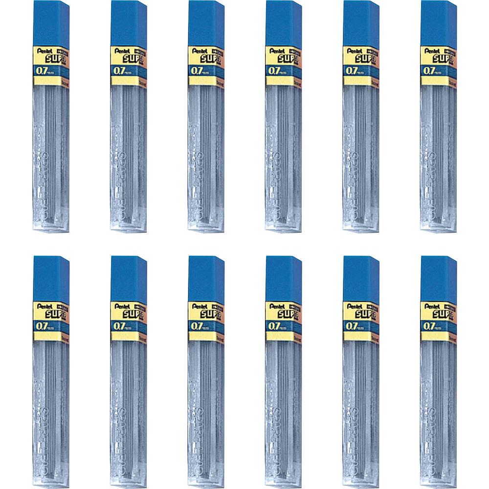 Pentel Super Hi-Polymer Leads - 0.7 mm , Medium Point - 2H - Black Lead - 12/Tube - 12 / Box. Picture 3