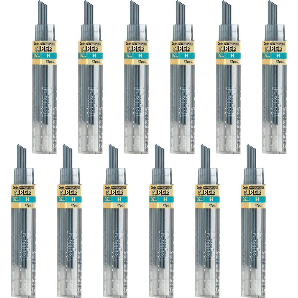 Pentel Super Hi-Polymer Leads - 0.7 mm , Medium Point - H - Black Lead - 12/Tube - 12 / Box. Picture 3