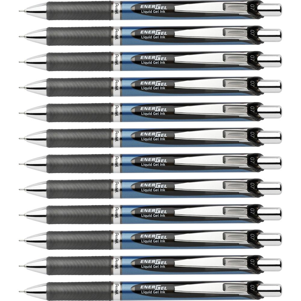 EnerGel EnerGel RTX Liquid Gel Pens - Refillable - Retractable - Black Ink - Gel-based - Blue Barrel - Stainless Steel Tip - 2/Pack - 6 / Box. Picture 2